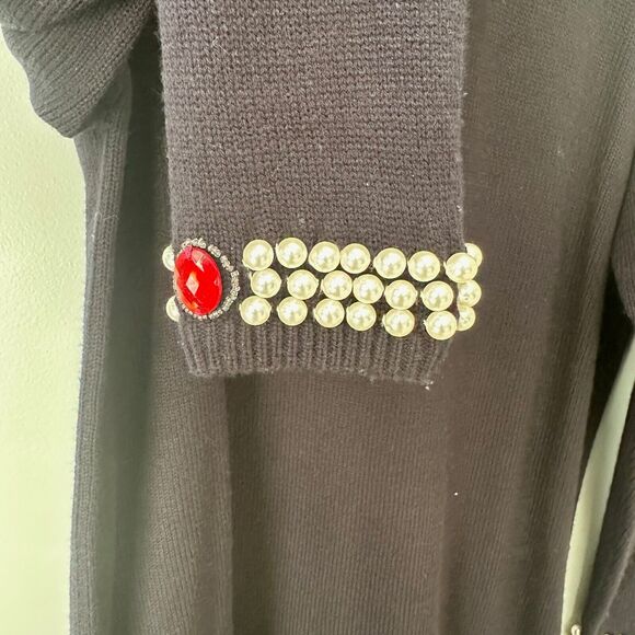 Vintage Darian Petites Black Embellished Sweater Dress Womens Petite Large - Picture 3 of 6